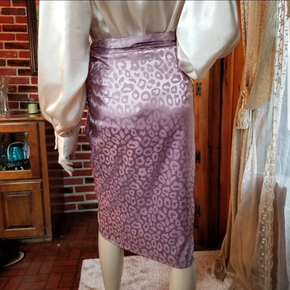 Mauve, Jacquard, Leopard Wrap Skirt - Picture 14 of 16